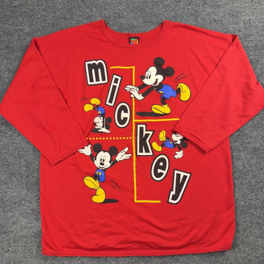 Vintage Mickey Unlimited Sweater‎ Size XL Red USA Made All Over Print